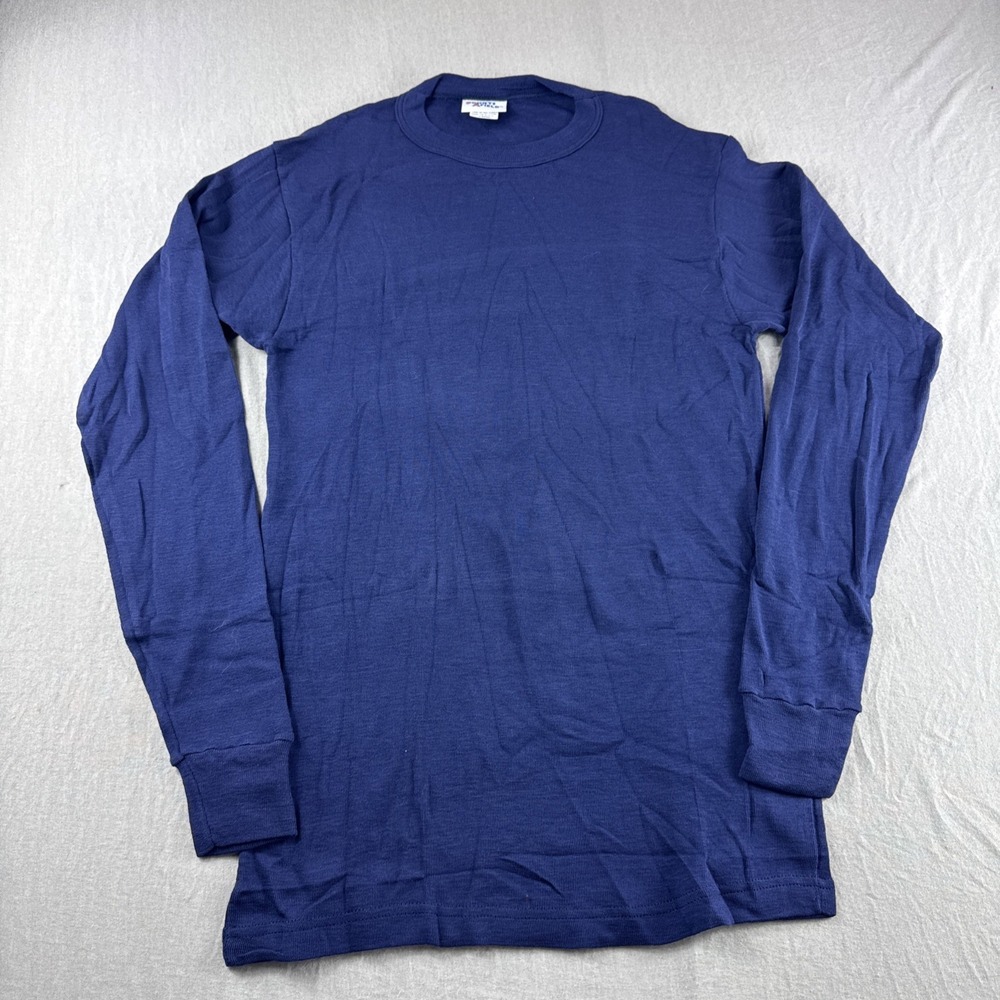 Vintage Sports Afield Shirt Mens L Blue Long Sleeve Made in USA Base Layer Camp